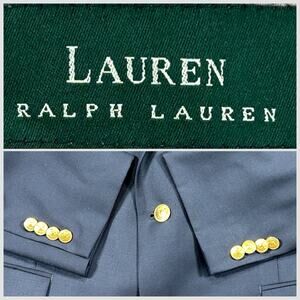 Lauren Ralph Lauren Men 42R Black Gold Embossed Buttons 100% Cotton Sport Coat